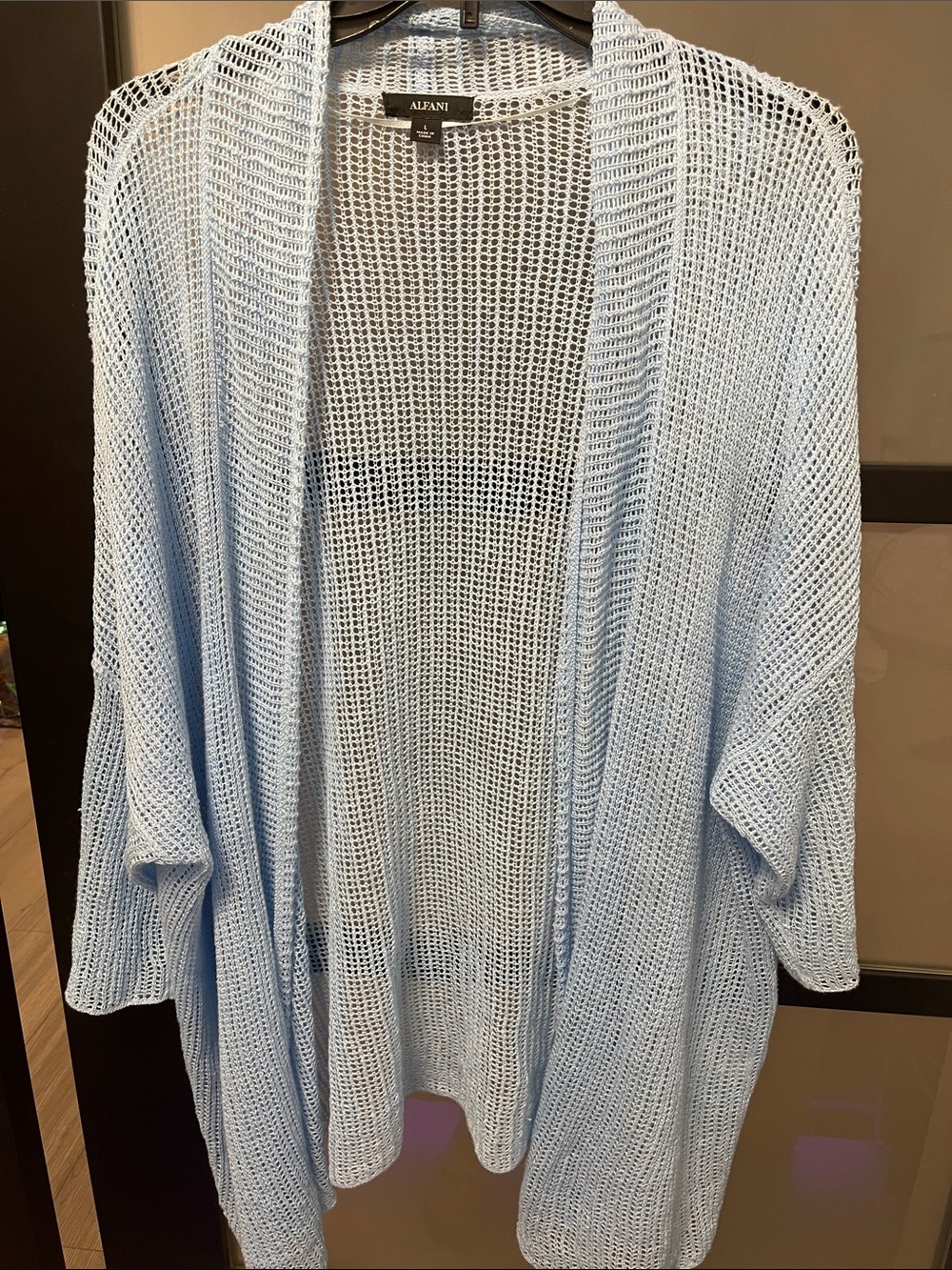 Alfani Pale Blue Open-Weave Cardigan - Picture 1 of 2